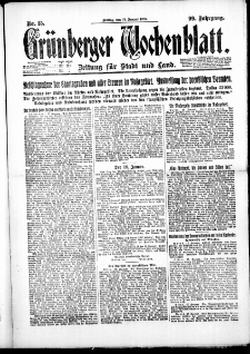 Grünberger Wochenblatt: Zeitung für Stadt und Land, No. 15. ( 19. Januar 1923 )