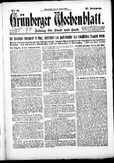 Gr&uuml;nberger Wochenblatt: Zeitung f&uuml;r Stadt und Land, No. 16. ( 20. Januar 1923 )