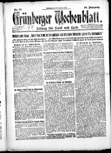 Gr&uuml;nberger Wochenblatt: Zeitung f&uuml;r Stadt und Land, No. 19. ( 24. Januar 1923 )