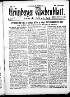 Gr&uuml;nberger Wochenblatt: Zeitung f&uuml;r Stadt und Land, No. 20. ( 25. Januar 1923 )