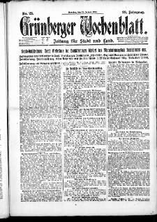 Gr&uuml;nberger Wochenblatt: Zeitung f&uuml;r Stadt und Land, No. 23. ( 28. Januar 1923 )