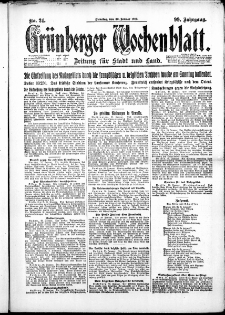 Gr&uuml;nberger Wochenblatt: Zeitung f&uuml;r Stadt und Land, No. 24. ( 30. Januar 1923 )
