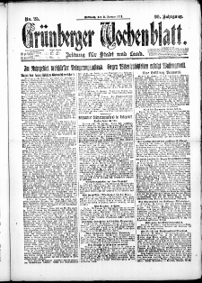 Gr&uuml;nberger Wochenblatt: Zeitung f&uuml;r Stadt und Land, No. 25. ( 31. Januar 1923 )