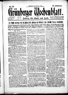 Gr&uuml;nberger Wochenblatt: Zeitung f&uuml;r Stadt und Land, No. 26. ( 1. Februar 1923 )