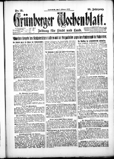 Gr&uuml;nberger Wochenblatt: Zeitung f&uuml;r Stadt und Land, No. 28. ( 3. Februar 1923 )