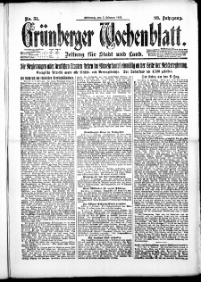 Gr&uuml;nberger Wochenblatt: Zeitung f&uuml;r Stadt und Land, No. 31. ( 7. Februar 1923 )