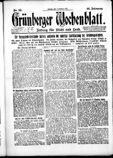 Gr&uuml;nberger Wochenblatt: Zeitung f&uuml;r Stadt und Land, No. 33. ( 9. Februar 1923 )