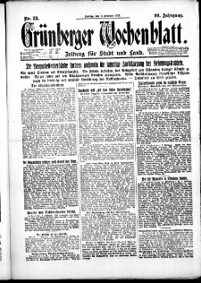 Grünberger Wochenblatt: Zeitung für Stadt und Land, No. 33. ( 9. Februar 1923 )