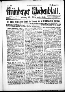 Gr&uuml;nberger Wochenblatt: Zeitung f&uuml;r Stadt und Land, No. 39. ( 16. Februar 1923 )
