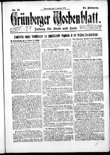 Gr&uuml;nberger Wochenblatt: Zeitung f&uuml;r Stadt und Land, No. 40. ( 17. Februar 1923 )