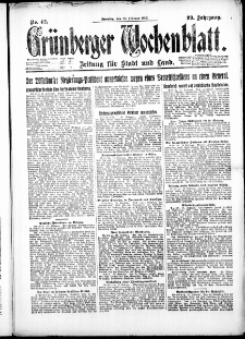 Gr&uuml;nberger Wochenblatt: Zeitung f&uuml;r Stadt und Land, No. 42. ( 20. Februar 1923 )