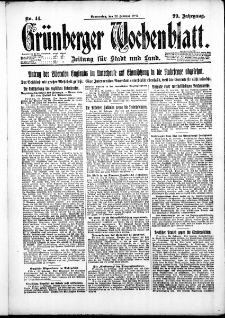Gr&uuml;nberger Wochenblatt: Zeitung f&uuml;r Stadt und Land, No. 44. ( 22. Februar 1923 )