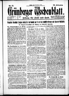 Gr&uuml;nberger Wochenblatt: Zeitung f&uuml;r Stadt und Land, No. 45. ( 23. Februar 1923 )