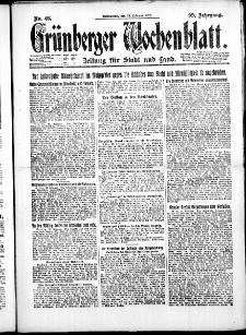 Gr&uuml;nberger Wochenblatt: Zeitung f&uuml;r Stadt und Land, No. 46. ( 24. Februar 1923 )
