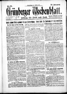 Gr&uuml;nberger Wochenblatt: Zeitung f&uuml;r Stadt und Land, No. 50. ( 1. M&auml;rz 1923 )