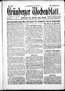 Gr&uuml;nberger Wochenblatt: Zeitung f&uuml;r Stadt und Land, No. 52. ( 3. M&auml;rz 1923 )