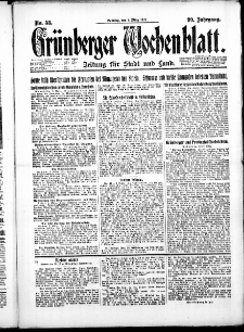 Gr&uuml;nberger Wochenblatt: Zeitung f&uuml;r Stadt und Land, No. 53. ( 4. M&auml;rz 1923 )