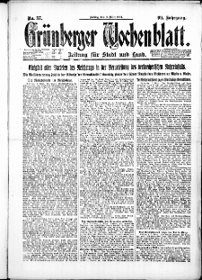 Gr&uuml;nberger Wochenblatt: Zeitung f&uuml;r Stadt und Land, No. 57. ( 9. M&auml;rz 1923 )