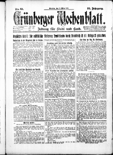 Gr&uuml;nberger Wochenblatt: Zeitung f&uuml;r Stadt und Land, No. 60. ( 13. M&auml;rz 1923 )