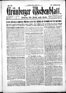 Gr&uuml;nberger Wochenblatt: Zeitung f&uuml;r Stadt und Land, No. 61. ( 14. M&auml;rz 1923 )