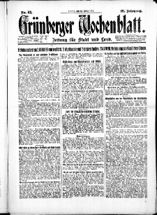 Gr&uuml;nberger Wochenblatt: Zeitung f&uuml;r Stadt und Land, No. 63. ( 16. M&auml;rz 1923 )