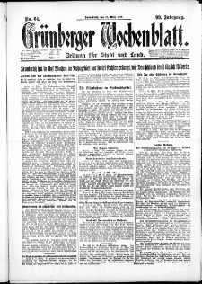 Gr&uuml;nberger Wochenblatt: Zeitung f&uuml;r Stadt und Land, No. 64. ( 17. M&auml;rz 1923 )