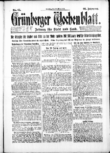 Gr&uuml;nberger Wochenblatt: Zeitung f&uuml;r Stadt und Land, No. 65. ( 18. M&auml;rz 1923 )