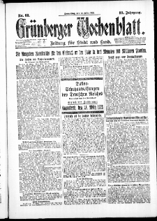 Gr&uuml;nberger Wochenblatt: Zeitung f&uuml;r Stadt und Land, No. 68. ( 22. M&auml;rz 1923 )