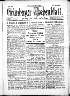 Gr&uuml;nberger Wochenblatt: Zeitung f&uuml;r Stadt und Land, No. 70. ( 24. M&auml;rz 1923 )