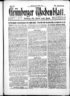 Gr&uuml;nberger Wochenblatt: Zeitung f&uuml;r Stadt und Land, No. 71. ( 25. M&auml;rz 1923 )