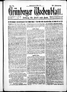 Grünberger Wochenblatt: Zeitung für Stadt und Land, No. 71. ( 25. März 1923 )