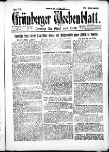 Gr&uuml;nberger Wochenblatt: Zeitung f&uuml;r Stadt und Land, No. 73. ( 28. M&auml;rz 1923 )