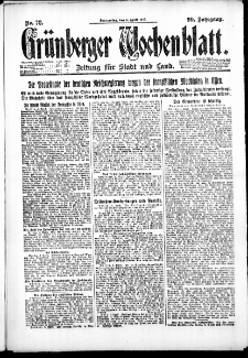 Gr&uuml;nberger Wochenblatt: Zeitung f&uuml;r Stadt und Land, No. 78. ( 5. April 1923 )