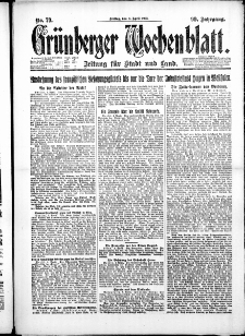 Gr&uuml;nberger Wochenblatt: Zeitung f&uuml;r Stadt und Land, No. 79. ( 6. April 1923 )