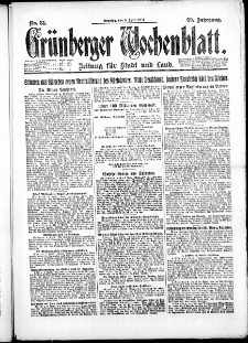 Gr&uuml;nberger Wochenblatt: Zeitung f&uuml;r Stadt und Land, No. 81. ( 8. April 1923 )
