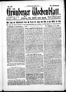 Gr&uuml;nberger Wochenblatt: Zeitung f&uuml;r Stadt und Land, No. 83. ( 11. April 1923 )