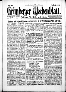 Gr&uuml;nberger Wochenblatt: Zeitung f&uuml;r Stadt und Land, No. 88. ( 17. April 1923 )