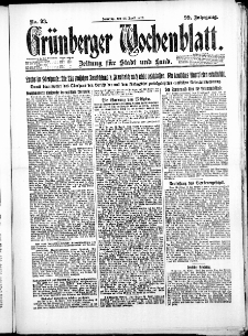 Gr&uuml;nberger Wochenblatt: Zeitung f&uuml;r Stadt und Land, No. 93. ( 22. April 1923 )