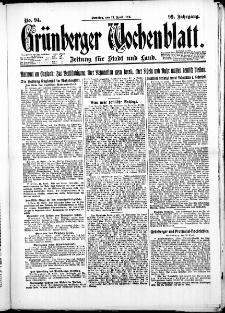 Gr&uuml;nberger Wochenblatt: Zeitung f&uuml;r Stadt und Land, No. 94. ( 24. April 1923 )