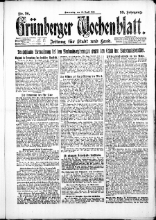 Gr&uuml;nberger Wochenblatt: Zeitung f&uuml;r Stadt und Land, No. 96. ( 26. April 1923 )