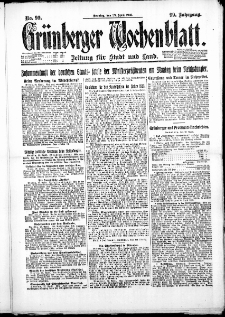 Gr&uuml;nberger Wochenblatt: Zeitung f&uuml;r Stadt und Land, No. 99. ( 29. April 1923 )