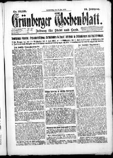 Gr&uuml;nberger Wochenblatt: Zeitung f&uuml;r Stadt und Land, No. 101/102. ( 3. Mai 1923 )