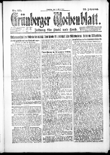 Gr&uuml;nberger Wochenblatt: Zeitung f&uuml;r Stadt und Land, No. 105. ( 6. Mai 1923 )