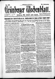 Gr&uuml;nberger Wochenblatt: Zeitung f&uuml;r Stadt und Land, No. 107. ( 9. Mai 1923 )