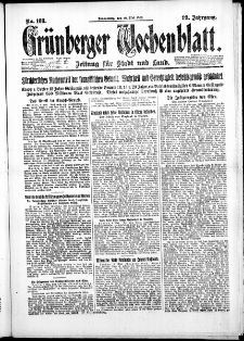 Gr&uuml;nberger Wochenblatt: Zeitung f&uuml;r Stadt und Land, No. 108. ( 10. Mai 1923 )