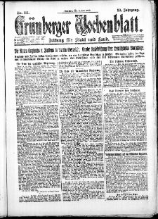 Gr&uuml;nberger Wochenblatt: Zeitung f&uuml;r Stadt und Land, No. 111. ( 15. Mai 1923 )