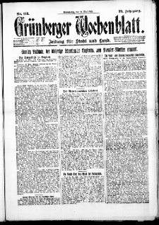 Gr&uuml;nberger Wochenblatt: Zeitung f&uuml;r Stadt und Land, No. 118. ( 24. Mai 1923 )