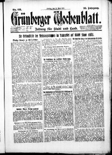 Gr&uuml;nberger Wochenblatt: Zeitung f&uuml;r Stadt und Land, No. 119. ( 25. Mai 1923 )