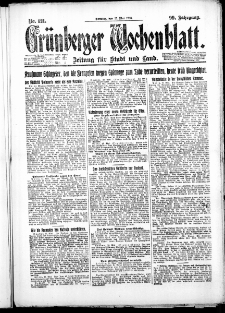 Gr&uuml;nberger Wochenblatt: Zeitung f&uuml;r Stadt und Land, No. 121. ( 27. Mai 1923 )
