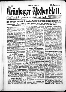 Gr&uuml;nberger Wochenblatt: Zeitung f&uuml;r Stadt und Land, No. 122. ( 29. Mai 1923 )